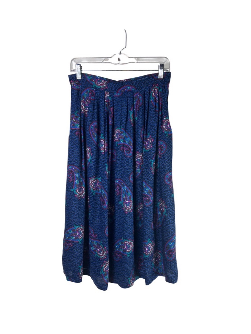VINTAGE JC Penney Paisley Midi Skirt + pockets | Medium | pink, purple, teal
